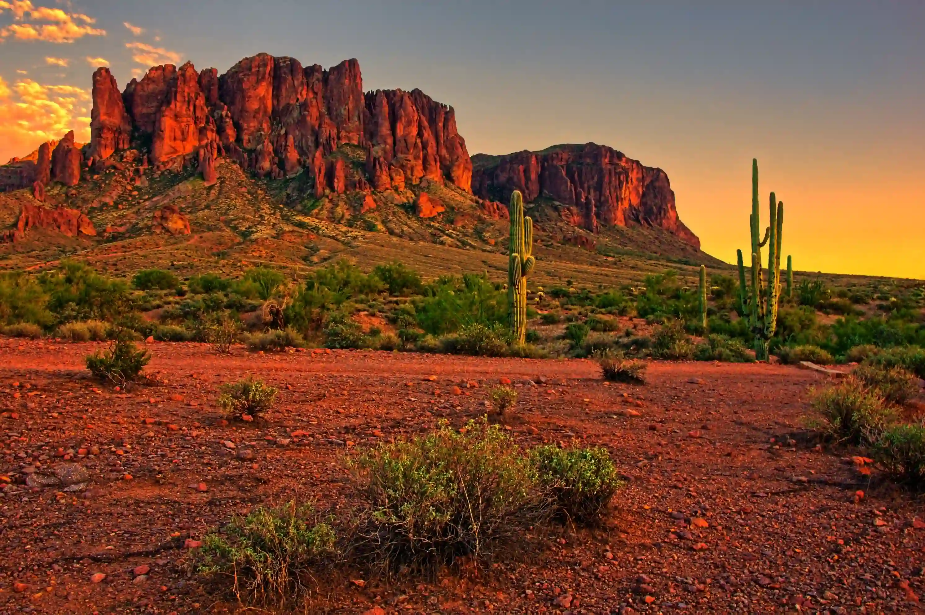 desert sunset with mountain near phoenix arizona
